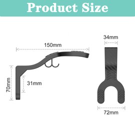 Guanici 2 Piece Helmet Holder Wall Motorbike Helmet Holder Helmet Wall Hook Motorbike Helmet Wall Holder Helmet Holder with Hook for Showrooms Living Rooms Corridors Garages (Black)