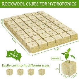 Legigo 2 Inch Rockwool Cubes Seed Starter Grow Cubes for Hydroponics, Rock Wool Planting Cubes Clone Cubes Soilless Cultivation Hydroponics Pods for Garden Plants Germination (2 Sheet, 96 Plugs)