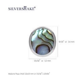 Silvershake 12X10mm Oval Shape Abalone Paua Shell White Gold Plated 925 Sterling Silver Stud Post Earrings