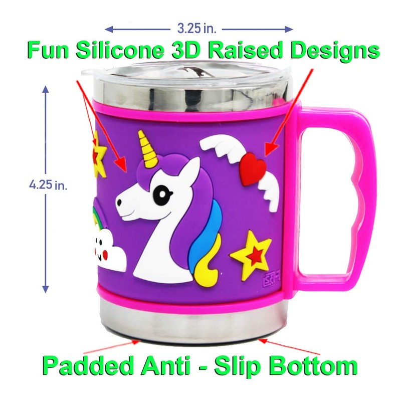 F-32 12 Oz Kids Stainless Steel Unicorn Purple 3D Mug