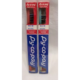 Vtg Py-co-pay Natural Toothbrushes Medium Natural Bristles Rubber Stim Lot of 2