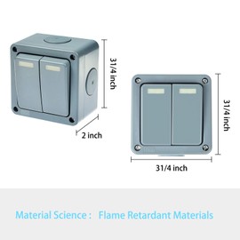 Nineleaf 2 Pack Weatherproof Outdoor 10A 2 Way Dual Light Switch SPDT Switch IP66 Rated,Suitable for Outdoor Use