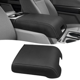 Center Console Cover for 2015-2020 F150 Accessories, F250 F350 F450 2017-2022, Expedition 2018-2024, PU Leather Middle Armrest Cusion Protector, Bucket Seat Only, Anti-Scratch, Black Gray