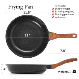 ESLITE LIFE Nonstick Ceramic Frying Pan Skillet, Non-Toxic Egg Omelette Kitchen Cooking Pans Compatible with All Stovetops (Gas, Electric & Induction), PTFE & PFOA Free (Black, 11'')