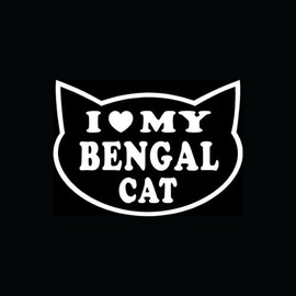 I LOVE MY BENGAL CAT Sticker Car Truck Window Breed Kitten Heart Cute Tiger Gift - Die cut vinyl decal for windows, cars, trucks, tool boxes, laptops, MacBook - virtually any hard, smooth surface