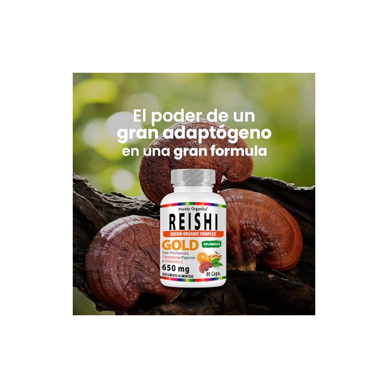 Purely Organics | Reishi Gold 650 mg con Cúrcuma, Té