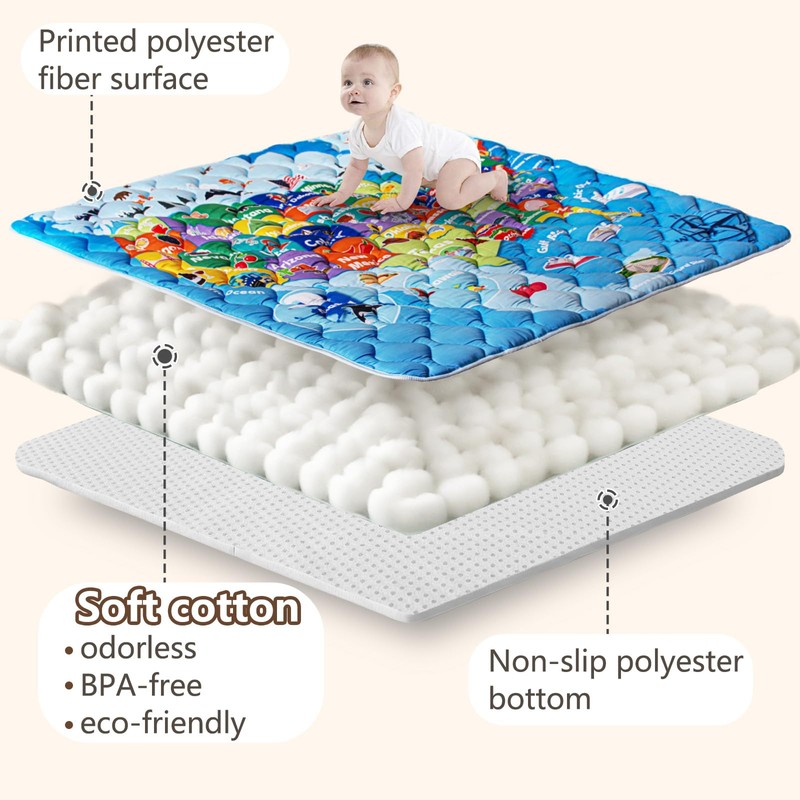 Beavtaens Baby Play Mat, 50x50 Playpen Mat with Super Soft