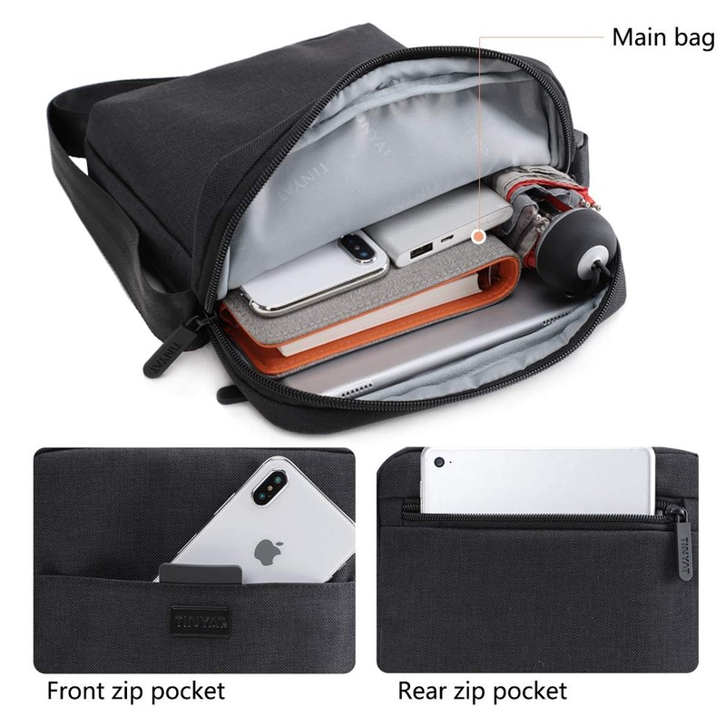TINYAT Crossbody Bag for Men Waterproof Shoulder Bag with Adjustable