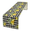 Fresh Lemon Table Runner, Yellow Lemon Black White Buffalo Check