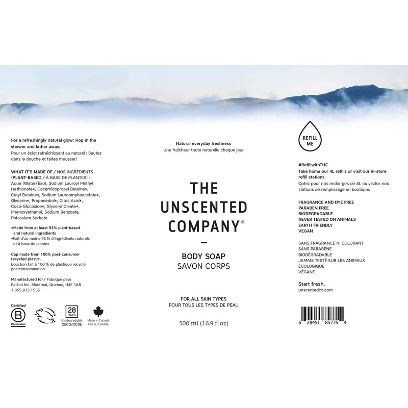 The Unscented Company Unscented Body Soap, 16.9 FZ
