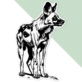Extra Large 460mm 'African Wild Dog' Permanent Sticker Decal for Cars/Windows/Bins/Walls (DW00110687)