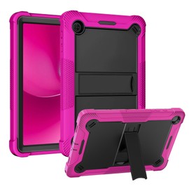 Case for T-Mobile REVVL Tab 2 Android 15 Tablet 10.1 inch,Heavy Duty Shockproof Protective Cover with Kickstand,Kids Friendly,4 Corners Thicken Shockproof,Hot Pink+Black