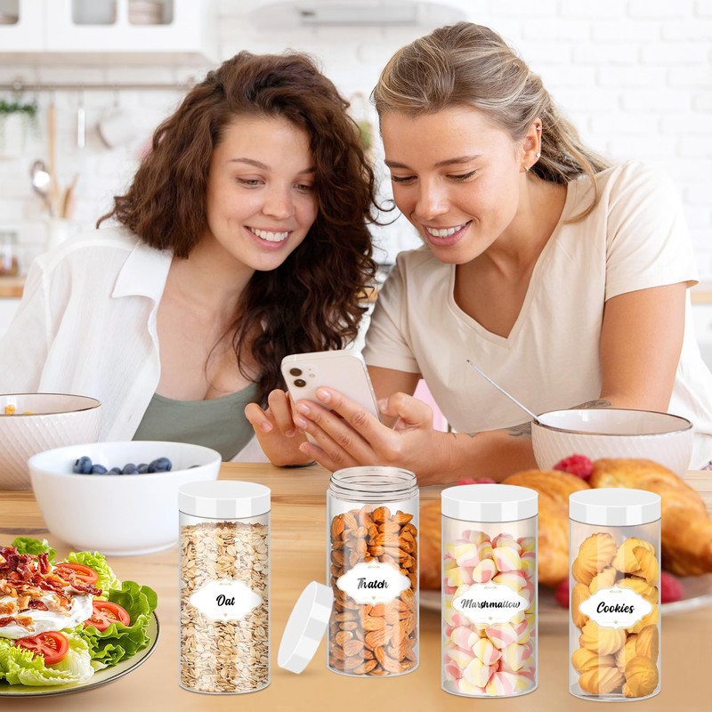PeacePeo 24 Pcs Plastic Jars, 16 OZ Plastic Jars with