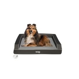 Wag Premium Pet Dog Bed | Multi Layer Construction with Cooling Energy Gel and Copper Infusion | Machine Washable Cover and Water Resistant Inner Liner | Large, Stone Grey