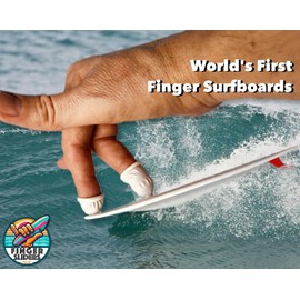 CRAFTED INGENUITY Finger Sliders 6.5" Longboard Finger Board White with Single Fin Surfboard for Finger Surfing Gift for Surfers & Beach Decor Surfing Enthusiasts Fun Surf Accessory (Red)