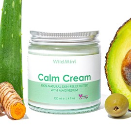 WildMint Calm Cream 100% Natural Magnesium Cream for Baby, Sensitive Skin Prone to Eczema, Irritation, Sore, Itchy & Dry Skin | Skin Relief Hydrating Moisturiser Dermatologically Tested, Vegan 120ml