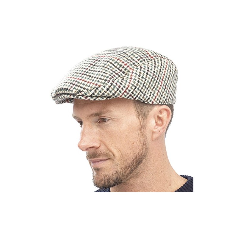 Tom Franks Herren Kariert Wollmischung Tweedkappe Flach - Beige, L/XL