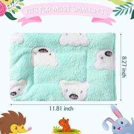 2 Pieces Guinea Pig Bed Rabbit Bed Small Animal Hamster Warm Mats Winter Warm for Bunny Hamster Squirrel Hedgehog Chinchilla Small Animal Accessories(Green, Pink,Bear Pattern)
