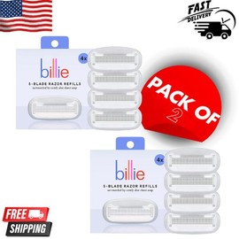 Billie Women’s Razor 5-Blade Refills - 4 Count Smooth Shave, Long-Lasting Blade - Quantity: Pack of 2