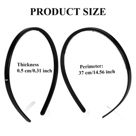 6 Pack Plastic Headband, 5 mm Wide Black Teeth Comb Headband, Comb Non-slip Hair Hoop, DIY Hair Hoop Gripper Teeth Hairband for Women and Men