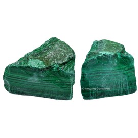 Amazing Gemstone 2 Stück Malachit-Rohkristalle und Heilsteine, natürliche Steine zum Trommeln und Selbermachen