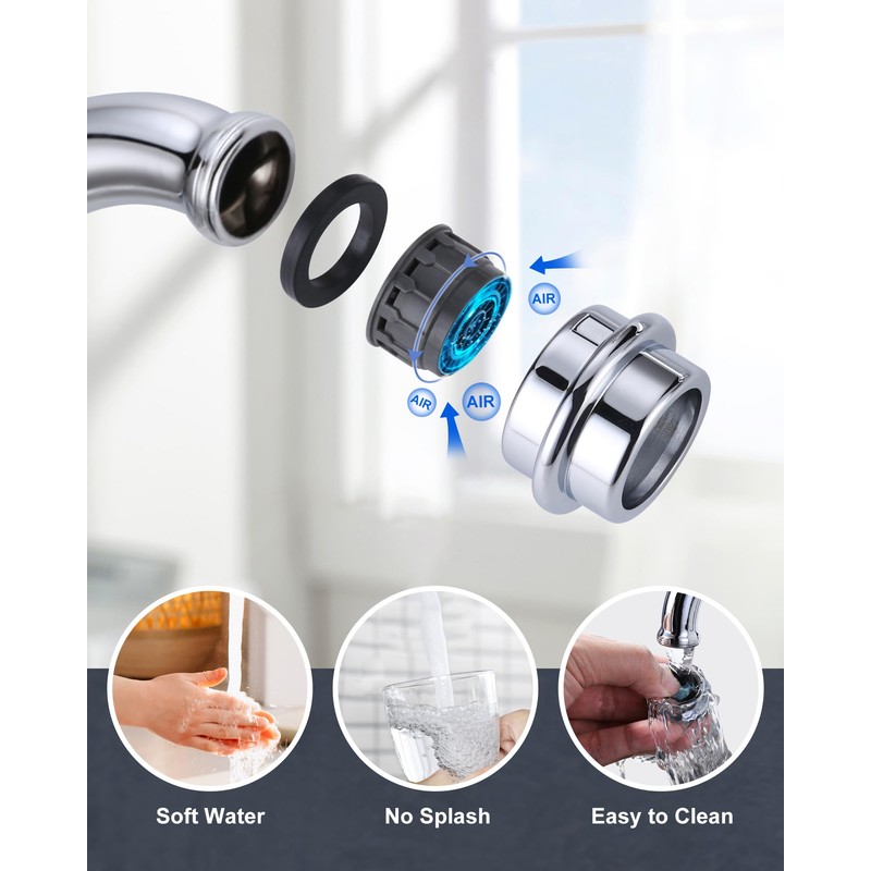 WOWOW Chrome Kitchen Faucet for Sink 2 or 3 Hole