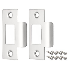 Door Strike Plate, 2Pcs 70mm x 40.3mm 201 Stainless Steel Latch Deadbolt Strike Plate for Door Frame Door Jamb, Silver