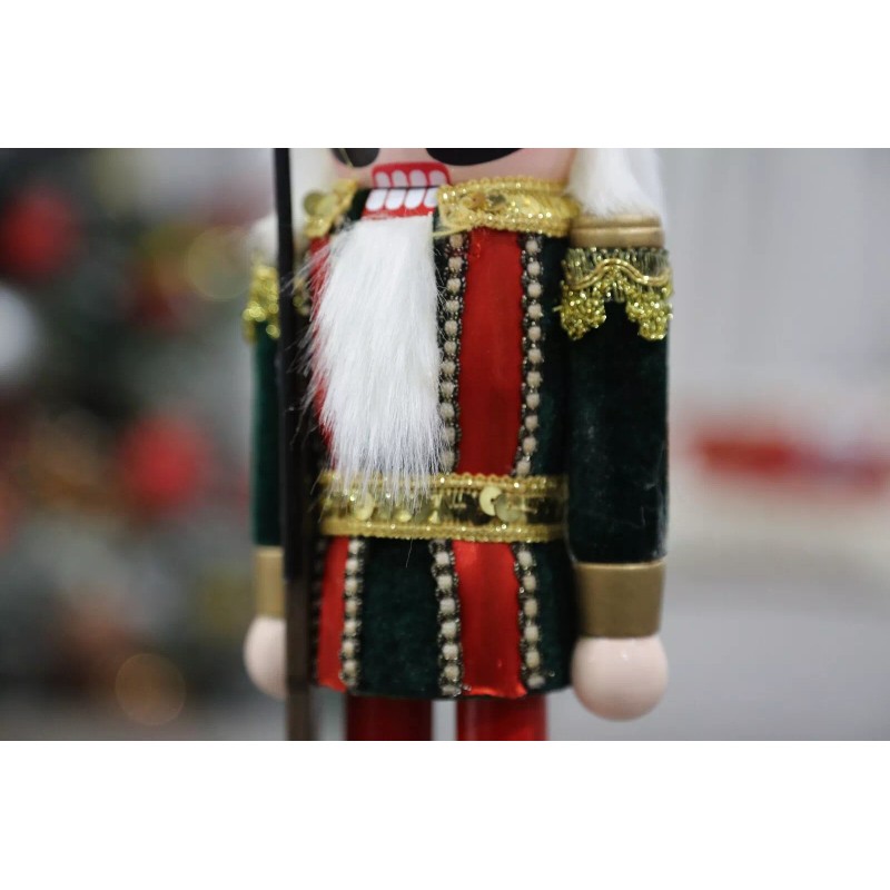 15 inches Handmade Christmas Nutcracker Traditional Decoration Soldier in Green