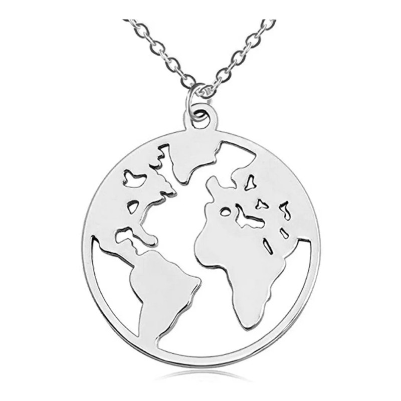 Deluxe Collar Dije Mapa Mundi Regalo Mamá Hija Maestra Abuela
