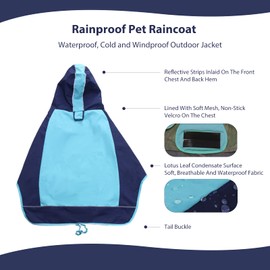 PETCUTE Dog Raincoat, Waterproof Dog Coat with Hood and Reflective Stripes, Breathable Dog Raincoat, Rain Jacket with Collar Hole, Dog Rain Clothing for Small, Medium Dogs
