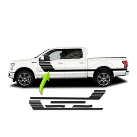 BENINI DESIGN STUDIO Side Door Hockey Stick Racing Strobe Vinyl Stripes Graphics Vinyl Decals Sticker Kit Compatible with Ford F-150 F150 2014-2024 (Matte Black)