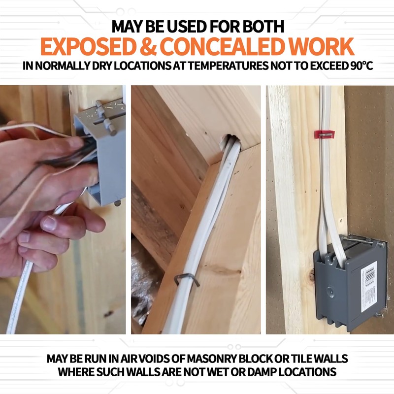 energeaster Solid Indoor 14/2 W/G NMB Cable 25ft Coil，Electrical Wire