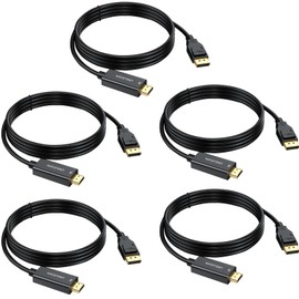 DisplayPort to HDMI Cable 6 feet 5-Pack, 4K DP to HDMI Cables Uni-Directional Display Port to HDMI Cord for Dell, Monitor, Projector, Desktop, AMD, Lenovo, HP, ThinkPad and More
