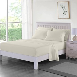 Dazzle Collection® 100% Egyptian Cotton Sheet 200 Thread Count Bed Fitted Sheet Hotel Quality Bedding Set Cotton for Caravan Campervan (Single Fitted Sheet, Cream)