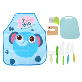 Kids Baking Knife Set Paring Knife Cutting Board Potato Chipper Apron Kitchen Role Play Toys