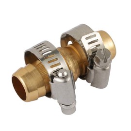 Wideskall 5/8" Brass Garden Water Hose Repair Mender Coupler Connector with 2 Stainless Steel Clamps