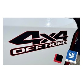 Dodge RAM 4x4 Off Road Decals Graphics Bed Side Black with Red Outline - FBRO | FD4H1
