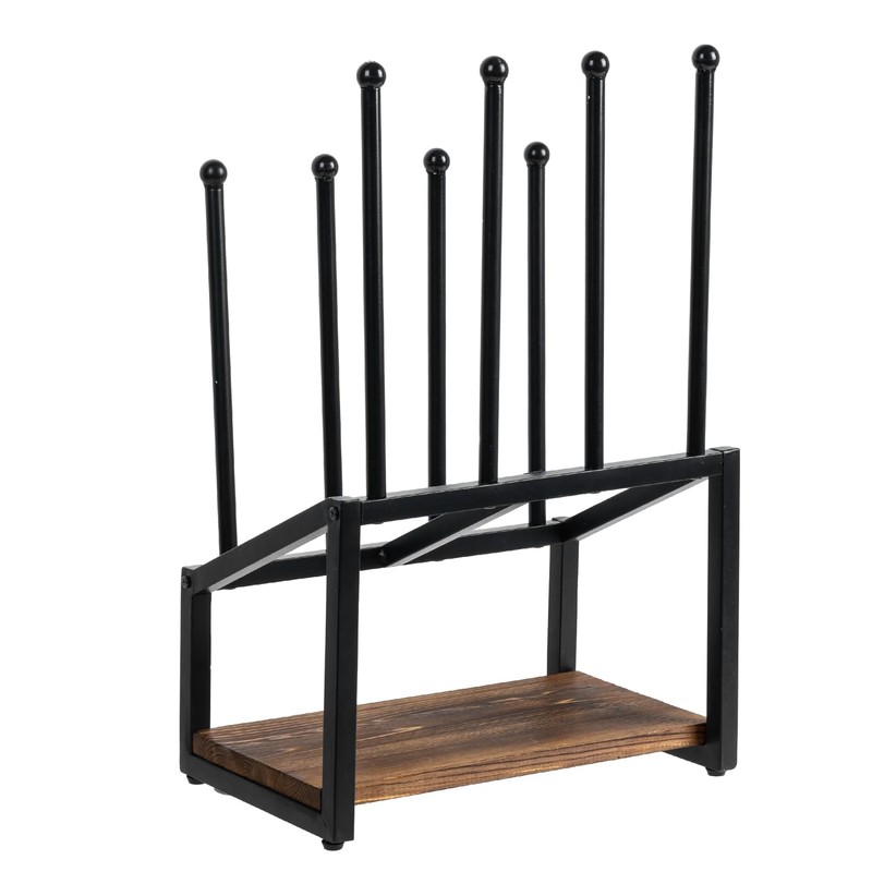 MyGift Industrial Metal & Burnt Wood 4-Pair Boot Rack with