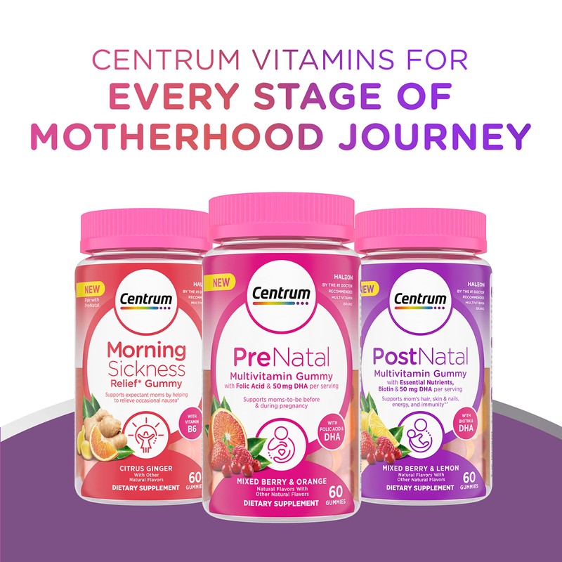 Centrum Prenatal Multivitamin Gummies with DHA and Folic Acid, Mixed
