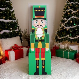 napmedon 4 Pieces Nutcracker Christmas Decorations Nesting Boxes Xmas Décor Indoor &Outdoor Decorative Boxes Stackable Boxes for Holiday New Year Packaging(Green)