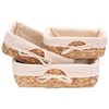 Decorasian Set of 3 Woven Seagrass Bread Baskets with Linen