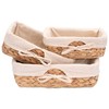 Decorasian Set of 3 Woven Seagrass Bread Baskets with Linen Cloth Water Hyacinth Bread Basket