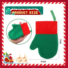 Hoosige 50 Pcs 7 Inch Bulk Christmas Mitten Stocking Decorations Mini Christmas Stockings Hanging Farmhouse Christmas Stockings with Cuff Xmas Tree Decor Family Presents Fill(Green Red)