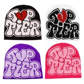 CORIRESHA Men Women Letter Graphic Y2k Beanie Knitted Hats Warm Winter Outdoor Caps