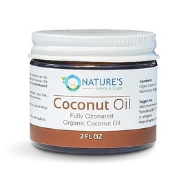 Nature's Salves and Soaps Fully Ozonated 100% Organic Unrefined Organic Coconut Oil. Holistic, Homeopathic, Natural, Dental, Skin, Hair (2 Fl. Oz.)