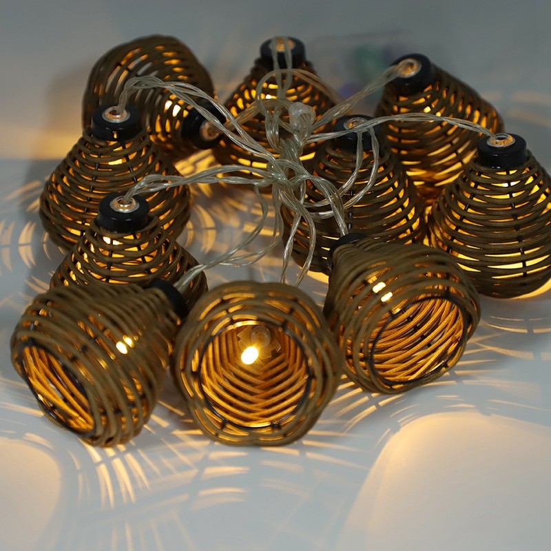 10Pcs Rattan Lamps String Lights LED Rattan Balls Fairy Lights
