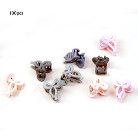 100pcs Small Hair Clips Bow Tie Flower Fruit Shaped Cute Portable Mixed Bright Color Mini Hair Claw Clips for Women Girls H