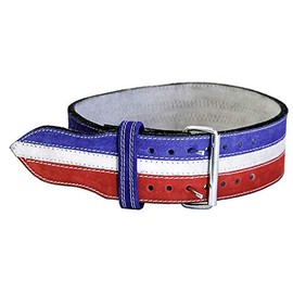 Ader Leather Power Weight Lifting Belt- 4" Red/White/Blue (Large)