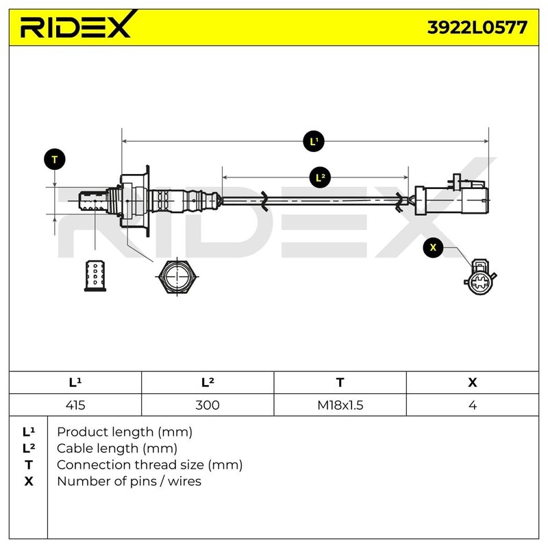 RIDEX Lambda Sensor Control Probe 3922L0577