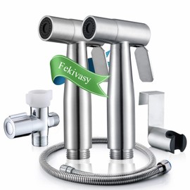Fekivasy 2 Pack Handheld Bidet Toilet Sprayer Set - Stainless Steel Muslim Shower Diaper Sprayer Jet for Toilet Wall or Mount